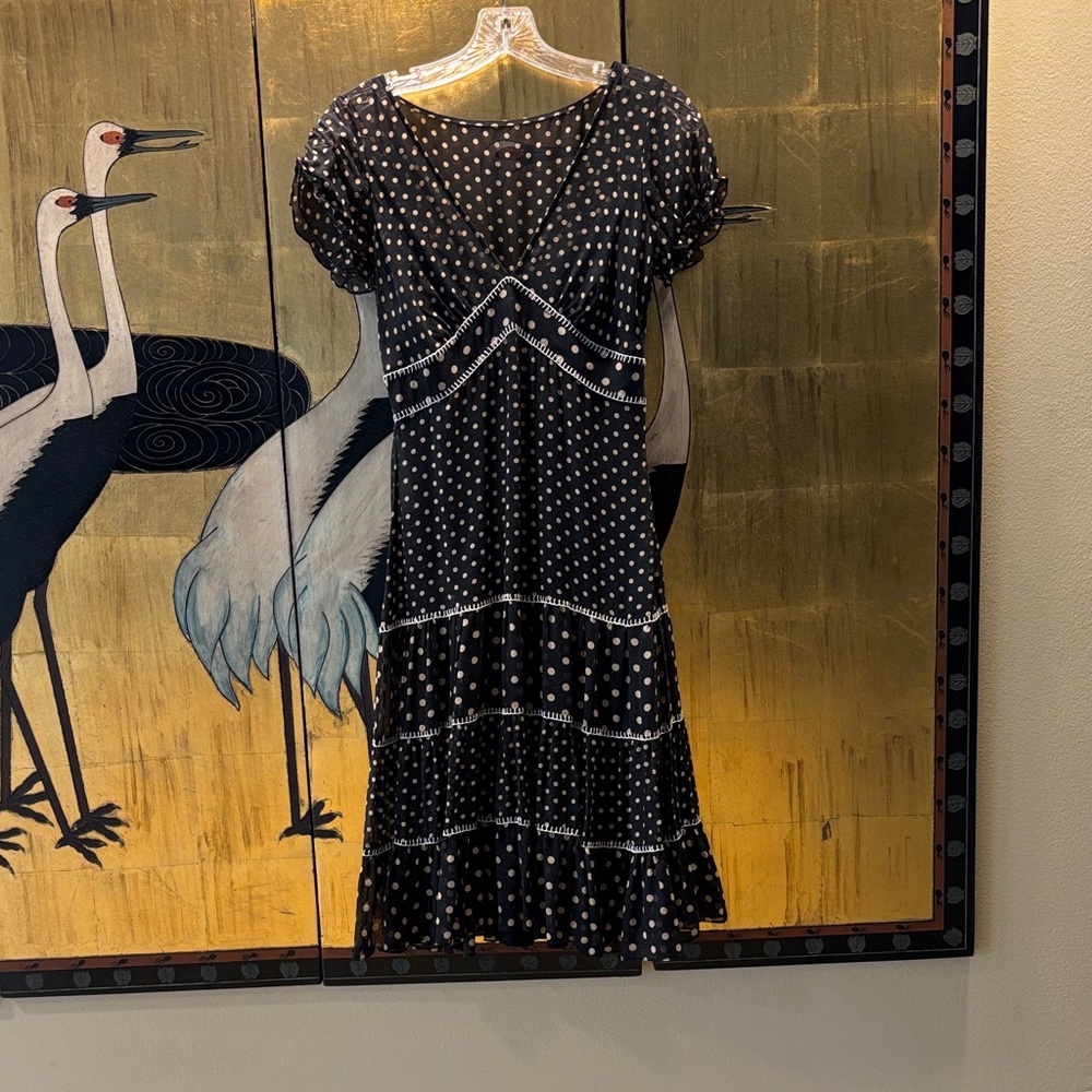 BCBG Black Polka Dot Silk Dress